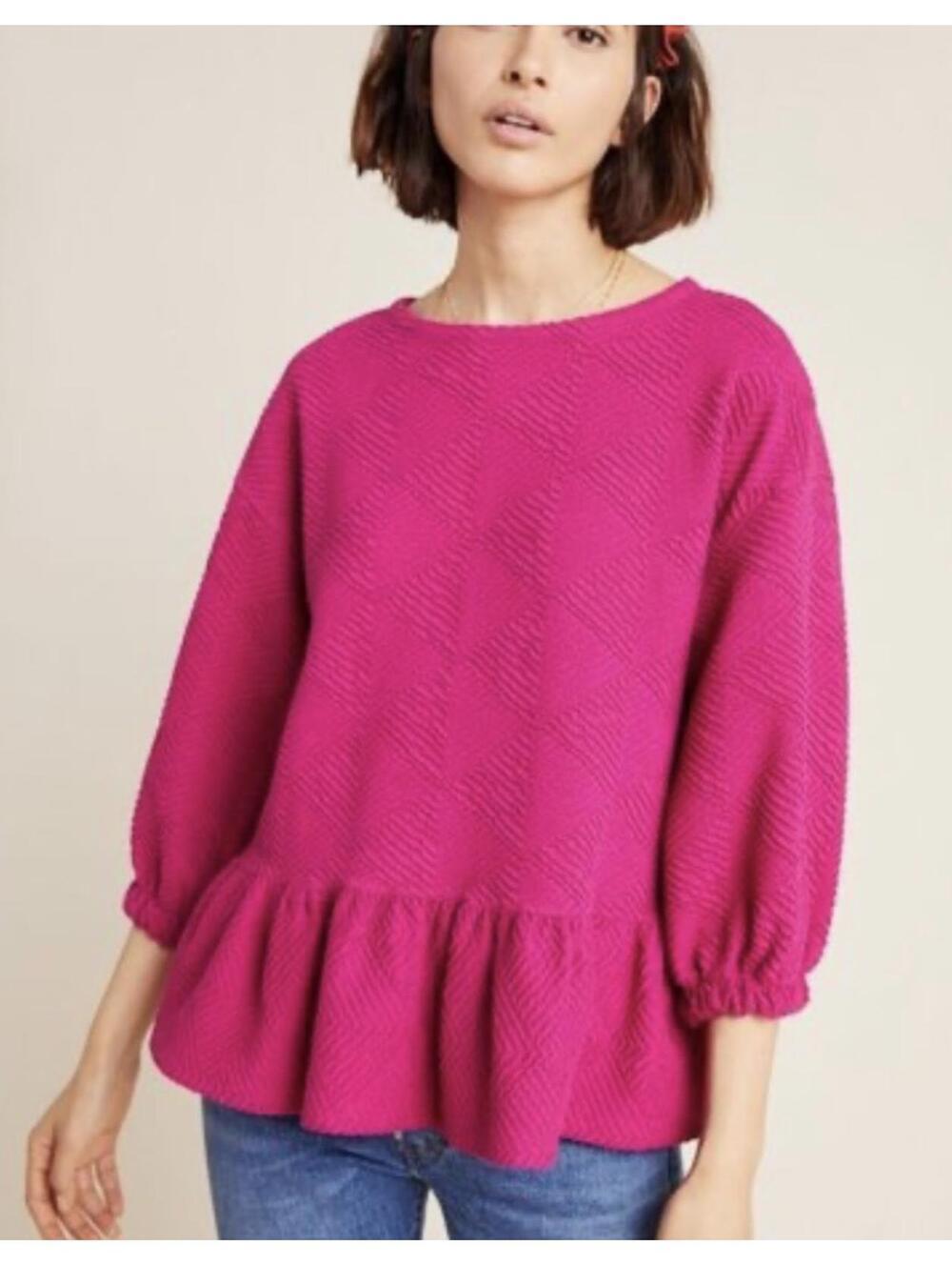 Anthropology Mauve Pink Mikayla Peplum Top - Women XS NWOT